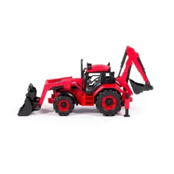 Polesie Spielzeug Radlader Bagger 91857 Frontschaufel Heckbagger Schwungantrieb rot