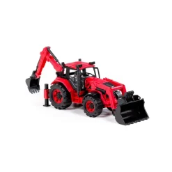 Polesie Spielzeug Radlader Bagger 91857 Frontschaufel Heckbagger Schwungantrieb rot