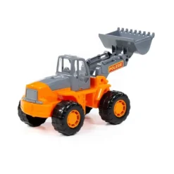 Polesie Spielzeug Traktor, Radlader 36940 Frontlader, beweglicher Arm, Trecker orange