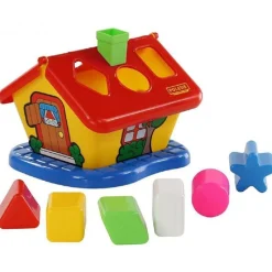 Polesie Steckspiel Haus Sortierspiel 3354, bunter Formsortierer mit sechs Formen