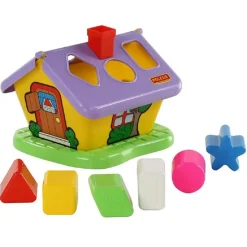 Polesie Steckspiel Haus Sortierspiel 3354, bunter Formsortierer mit sechs Formen