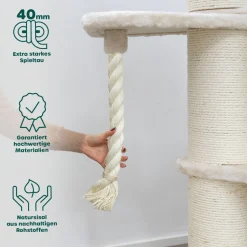 Premium Kratzbaum Grosse Katzen Stabil 'Freddy' – 150 cm Großer Katzenbaum | Creme