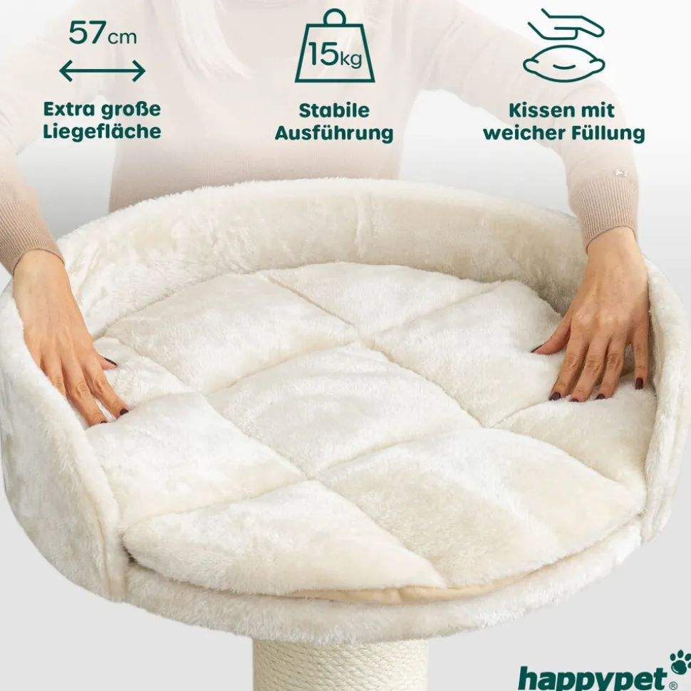 Premium Kratzbaum Grosse Katzen Stabil 'Freddy' – 150 cm Großer Katzenbaum | Creme