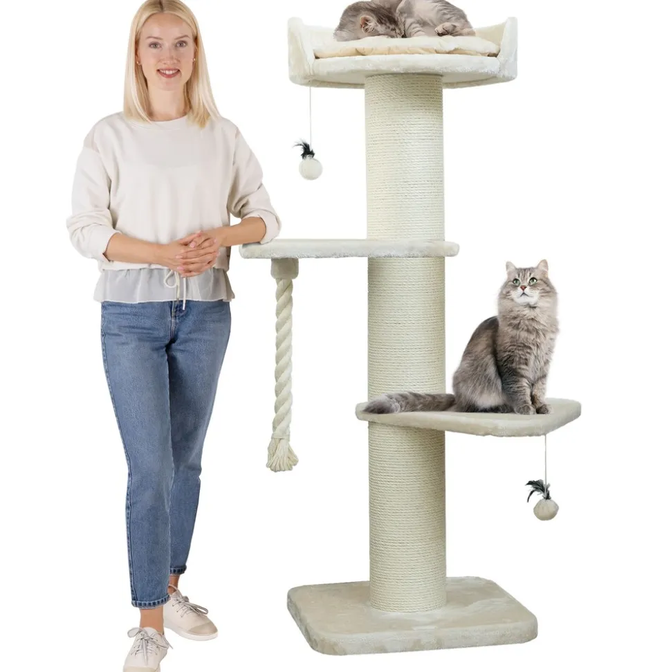 Premium Kratzbaum Grosse Katzen Stabil 'Freddy' – 150 cm Großer Katzenbaum | Creme