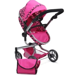 Puppenwagen Bella 9695 Puppenkorb Sonnendach und Schiebegriff verstellbar Tasche