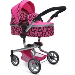 Puppenwagen Bella 9695 Puppenkorb Sonnendach und Schiebegriff verstellbar Tasche