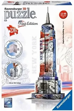 Ravensburger 12583 - Flag Edition Empire State Building - 3D Puzzle-Bauwerke, 216 Teile