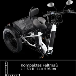 Remington R100 E Bike Elektro Dreirad 20 Zoll Elektrodreirad mit 2 Akkus bis 120 km Pedelec City mit tiefem Einstieg klappbar