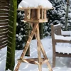 Robuster Vogelhausständer - Dreibein-Ständer für Vogelfutterhäuser, Kiefer, geflammt