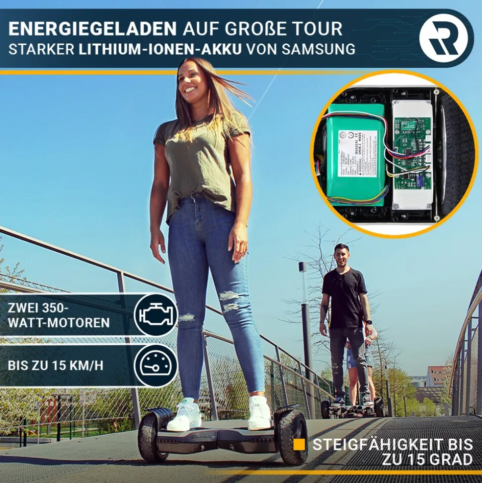 ROBWAY X2 Offroad-Hoverboard fürs Gelände, Erwachsene und Kinder, 8,5 Zoll, App, Bluetooth, 700 Watt (Navy Camo 2.0, Offroad)