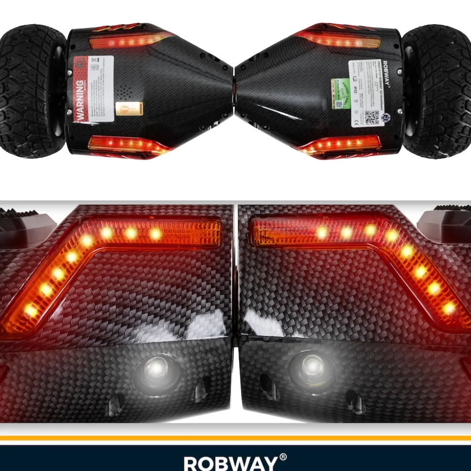 ROBWAY X2 Offroad-Hoverboard fürs Gelände, Erwachsene und Kinder, 8,5 Zoll, App, Bluetooth, 700 Watt (Navy Camo 2.0, Offroad)