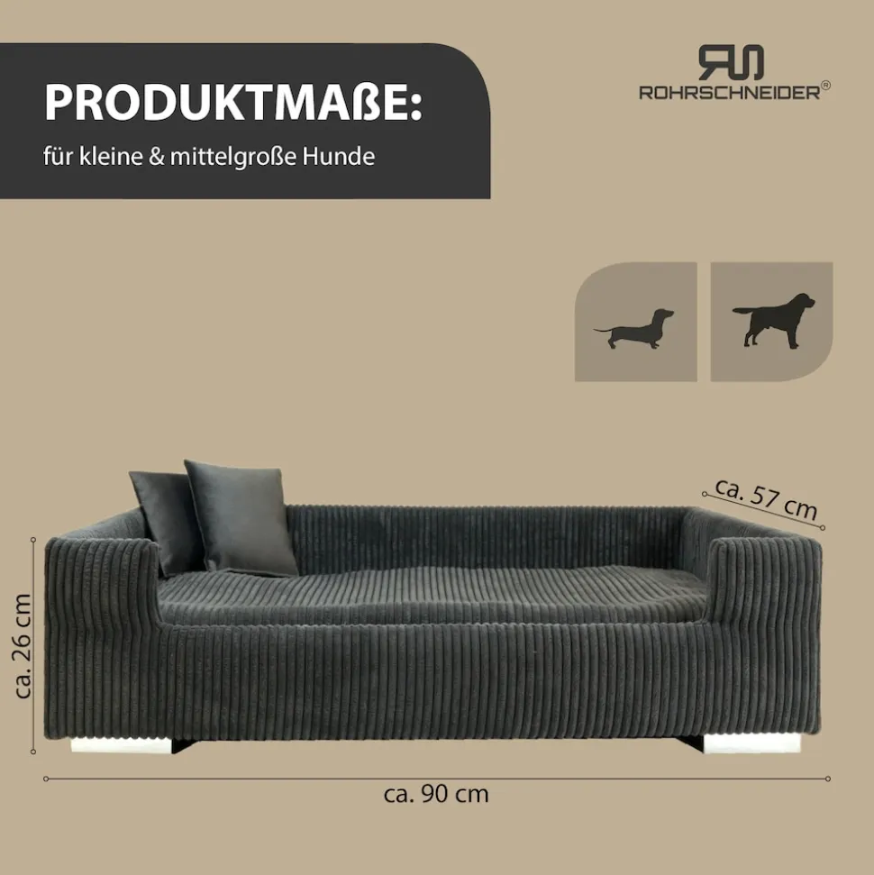 Rohrschneider Hundesofa gepolstert Cord breit beige