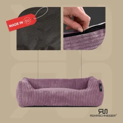 Rohrschneider Tierbett Cordstoff breit Gr. 1 taupe + faltbarer Reisenapf