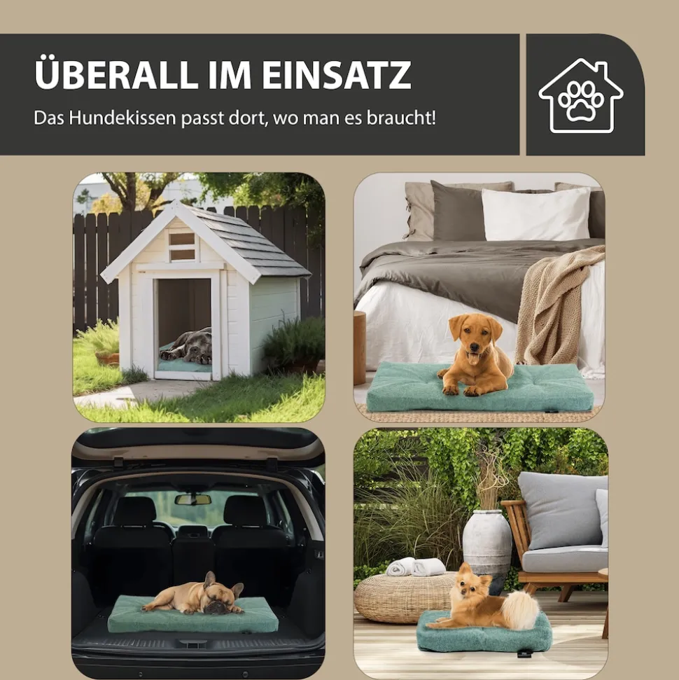 Rohrschneider Tierkissen Gr.3 Posterstoff Türkis + faltbarer Reisenapf
