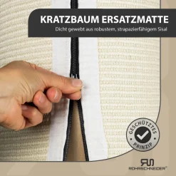 Rohrschneider XXL Kratzbaum FRIEDA – Kratztonne XXL | austauschbare Kratzmatten | stabil | extra breite Säule | Cord-Bezug waschbar | Kratzbaum für große, mittlere und kleine Katzen | Cord