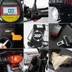 Rolektro, E-Carrier 25 V.3 Lithium, Rot, mit XXL-Koffer, 60V-32,5Ah Akku, 1000 Watt