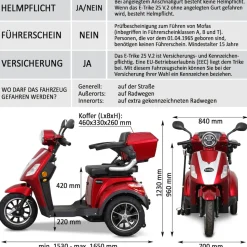 Rolektro E-Trike 25, V.2 in Rot