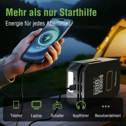 SachsenRAD Air Power Start Luftkompressor mit Auto-Starthilfe und Powerbank