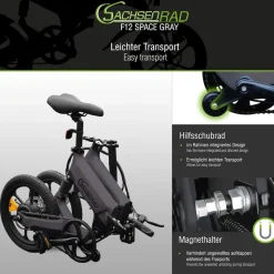 SachsenRAD E-Faltrad F12 Klapprad Ebike Elektrofahrrad Titansilber 16 Zoll
