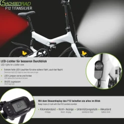 SachsenRAD E-Faltrad F12 Klapprad Ebike Elektrofahrrad Titansilber 16 Zoll