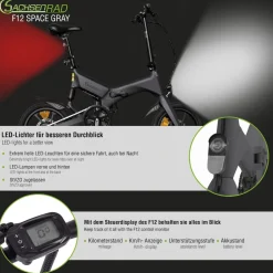 SachsenRAD E-Faltrad F12 Klapprad Ebike Elektrofahrrad Titansilber 16 Zoll
