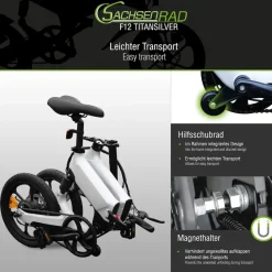 SachsenRAD E-Faltrad F12 Klapprad Ebike Elektrofahrrad Titansilber 16 Zoll