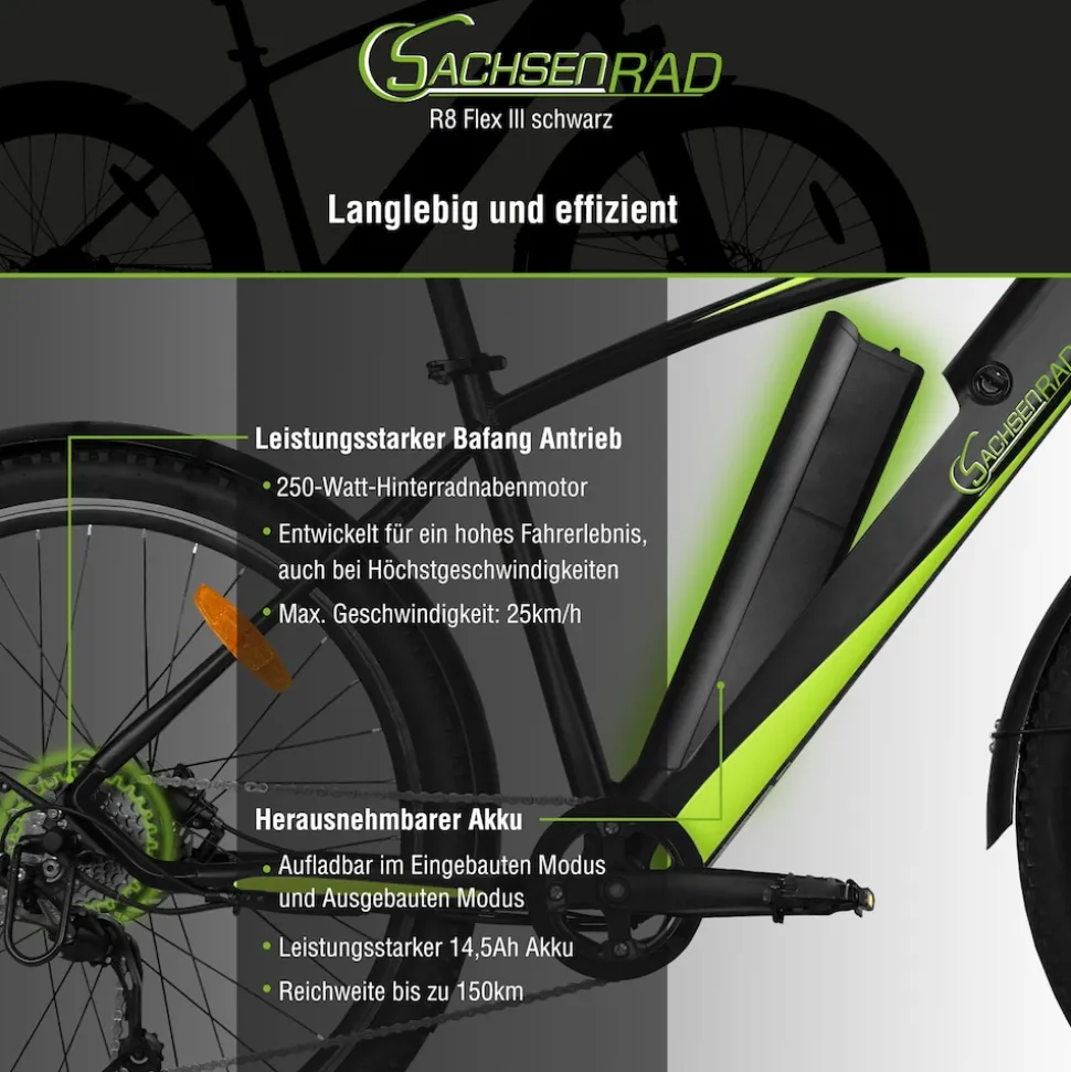 SachsenRAD E-Racing Mountain Bike R8 Flex III für On- und Offroad dunkelgrau 27.5 Zoll