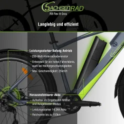 SachsenRAD E-Racing Mountain Bike R8 Flex III für On- und Offroad dunkelgrau 27.5 Zoll