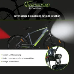 SachsenRAD E-Racing Mountain Bike R8 Flex III für On- und Offroad dunkelgrau 27.5 Zoll