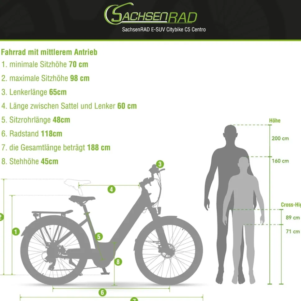 SachsenRAD E-SUV CityBike C5 Centro mit Diebstahlsicherung schwarz