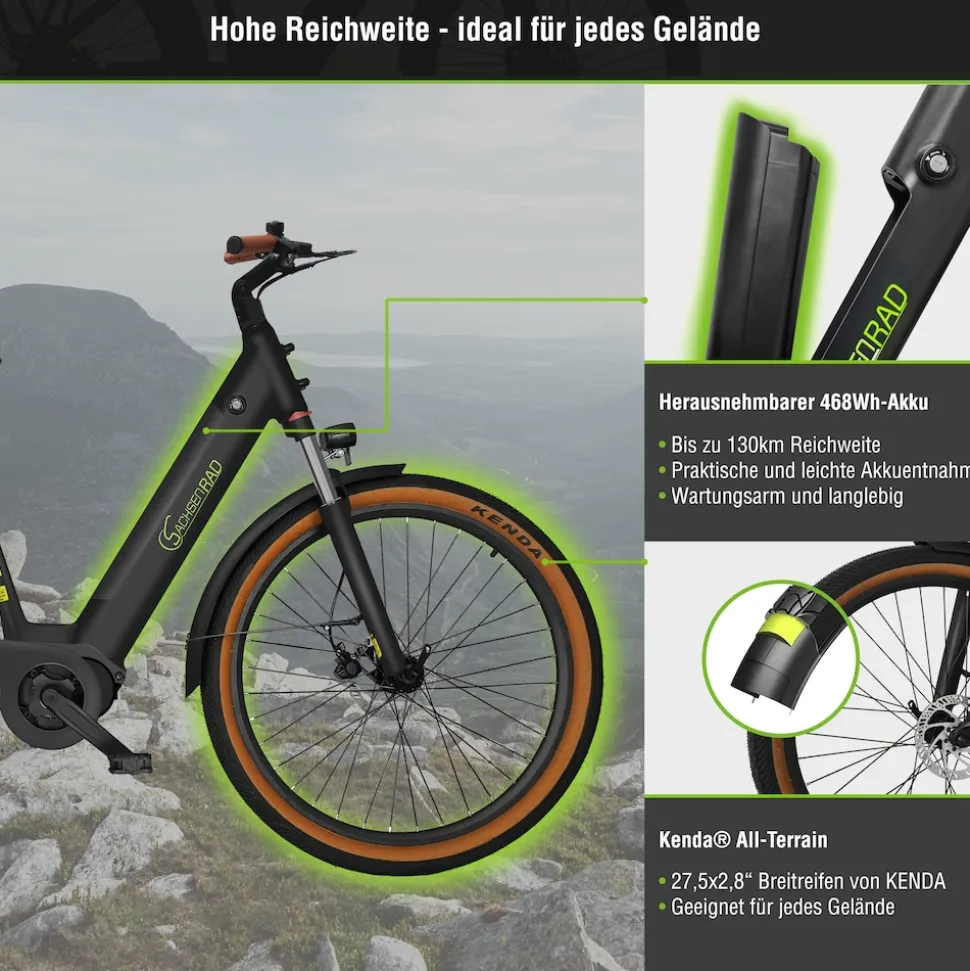 SachsenRAD E-SUV CityBike C5 Centro mit Diebstahlsicherung schwarz