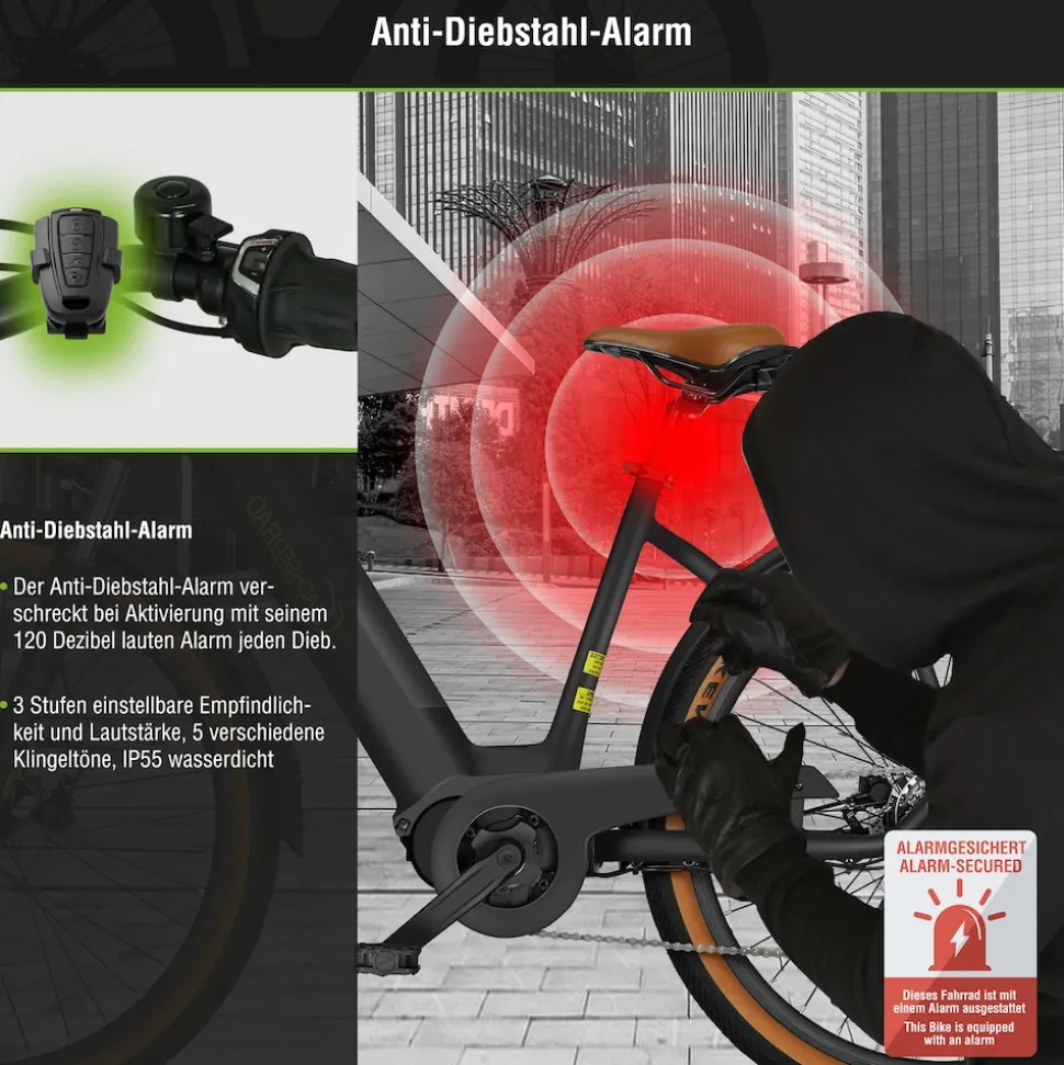 SachsenRAD E-SUV CityBike C5 Centro mit Diebstahlsicherung schwarz