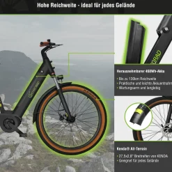 SachsenRAD E-SUV CityBike C5 Centro mit Diebstahlsicherung schwarz