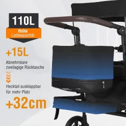 SachsenRAD Faltbarer Bollerwagen mit Dach, 150 kg