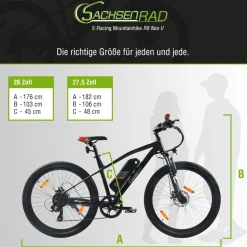 SachsenRAD [Refurbished] E-Racing Mountain Bike R6 NEO II V2 TÜV Zertifiziert 500Wh bis 150KM 26 Zoll
