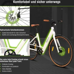 SachsenRAD Urban City E-Bike C3V Roma II in Mamorweiss mit Riemenantrieb