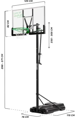 Salta Basketballständer Center 128x(296-371)x210 cm