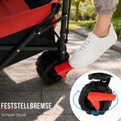 SAMAX Faltbarer Bollerwagen Offroad mit Dach - Schwarz / Grün