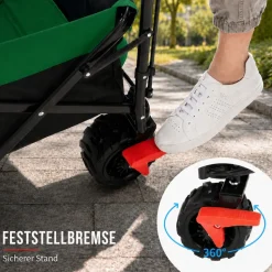 SAMAX Faltbarer Bollerwagen Offroad mit Dach - Schwarz / Grün