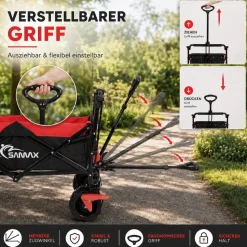 SAMAX Faltbarer Bollerwagen Offroad mit Dach - Schwarz / Grün