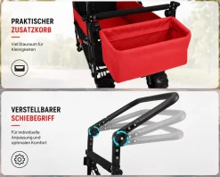 SAMAX Faltbarer Bollerwagen Offroad mit Dach - Schwarz / Grün