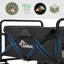 SAMAX Faltbarer Bollerwagen Offroad Camping Edition bis 200 kg - Schwarz / Grau