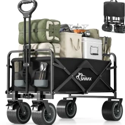 SAMAX Faltbarer Bollerwagen Offroad Camping Edition bis 200 kg - Schwarz / Grau