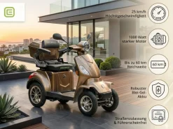 Seniorenmobil P4000, Lithium-Akku, 25 km/h, 1000 Watt, Braun