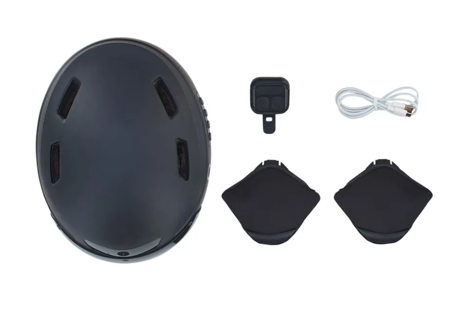 Smart Helm INMOLD, Full-HD Kamera, Bluetooth 4.0, Blinker, LED, Farbe: schwarz 55-58cm