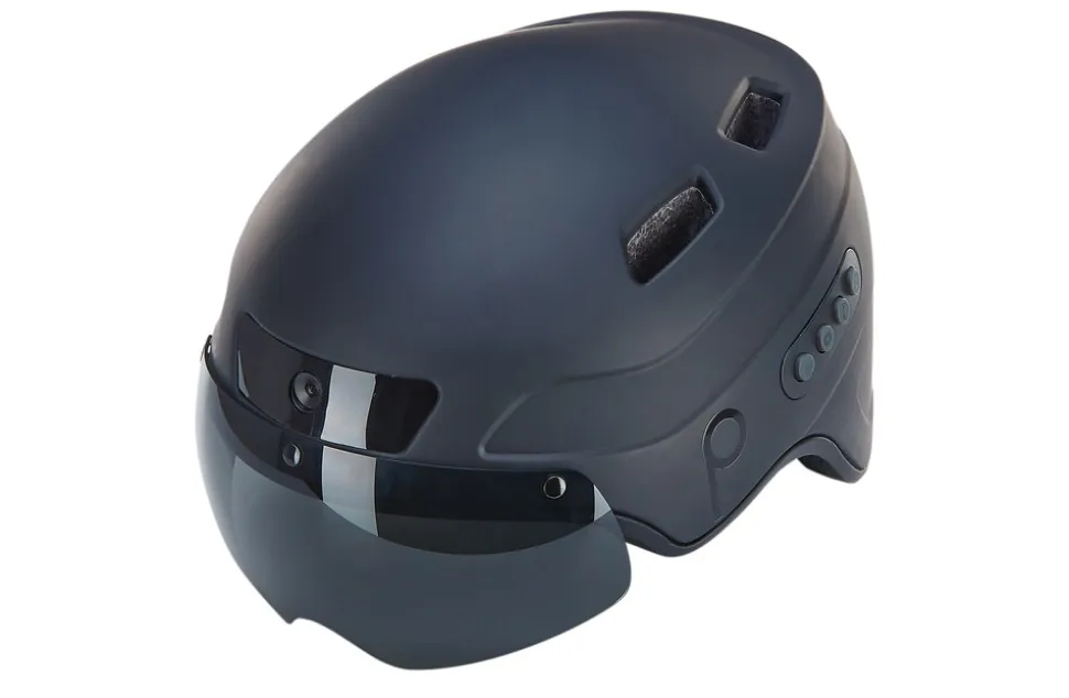 Smart Helm INMOLD, Full-HD Kamera, Bluetooth 4.0, Blinker, LED, Farbe: schwarz 55-58cm