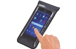 Smartphone-Tasche, zur Lenkermontage, bis zu 5.5“ geeignet, wasserabweisend, mit Sonnenschutz, Farbe: schwarz
