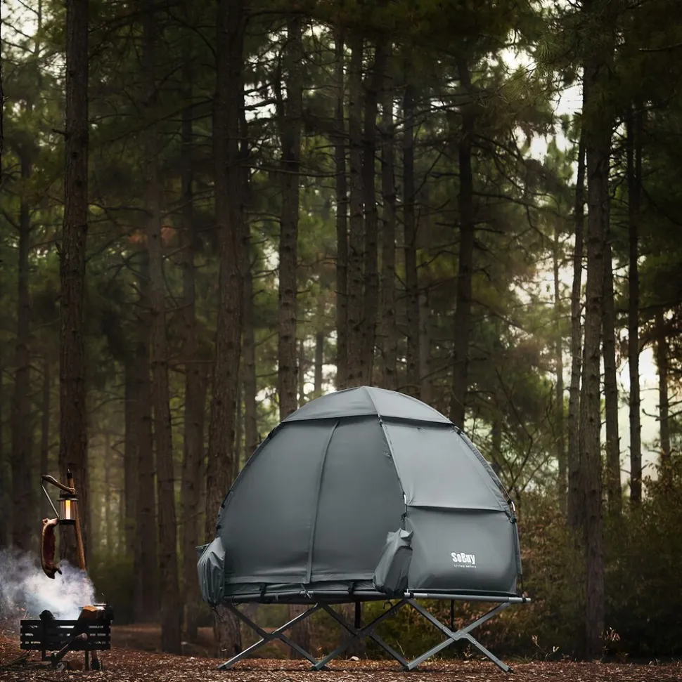 SoBuy Campingzelt mit 1 Tür Hellgrau Funktional