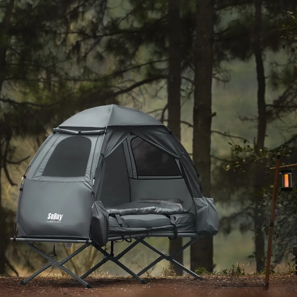 SoBuy Campingzelt mit 1 Tür Hellgrau Funktional