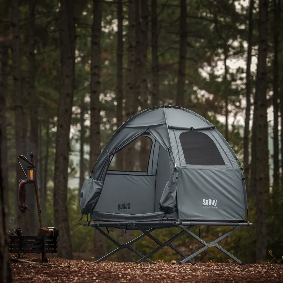 SoBuy Campingzelt mit 1 Tür Hellgrau Funktional
